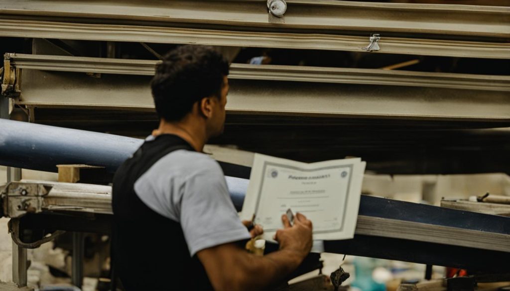 schilder met een NSBK-certificaat op de ladder